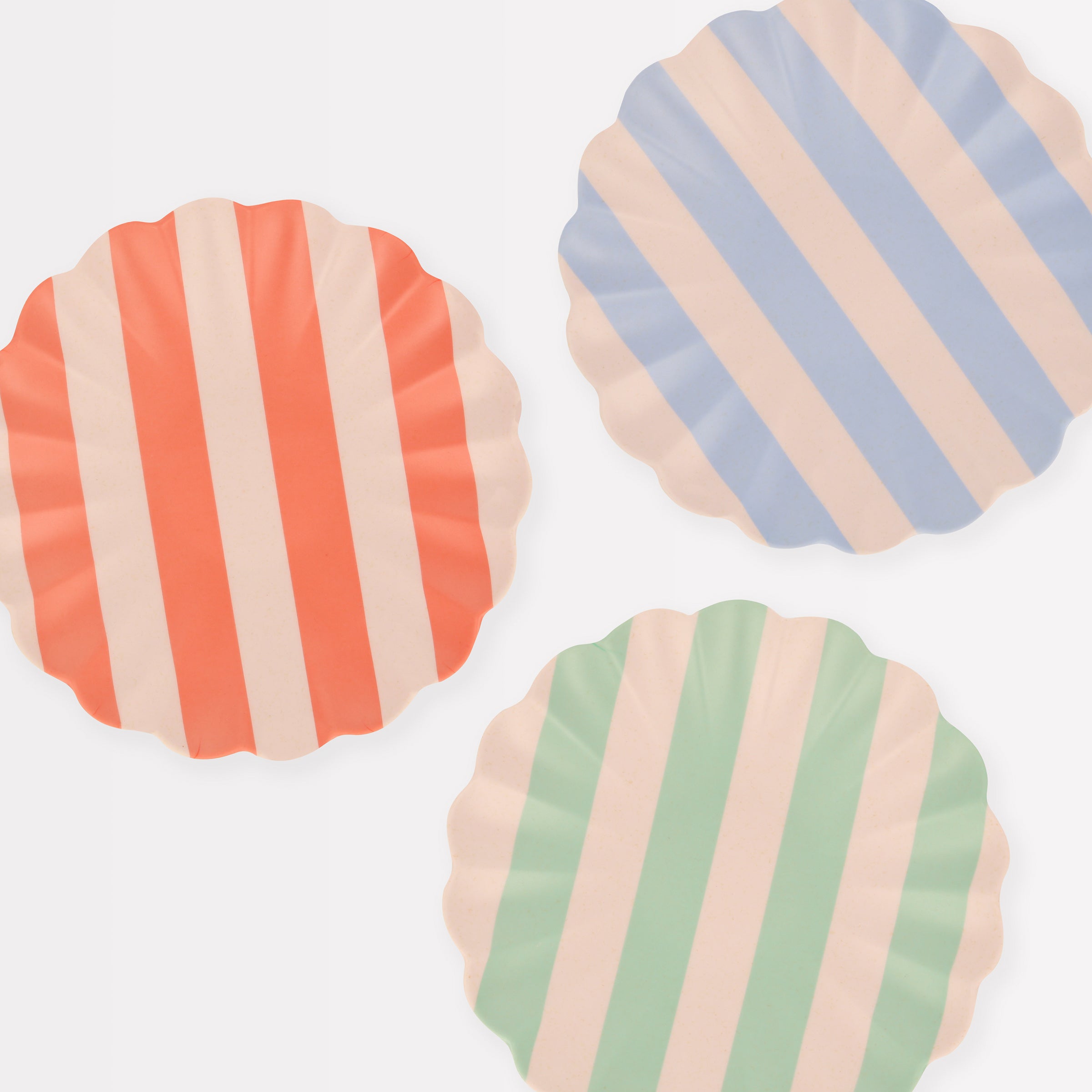Stripy Reusable Bamboo Small Plates, Set of 6